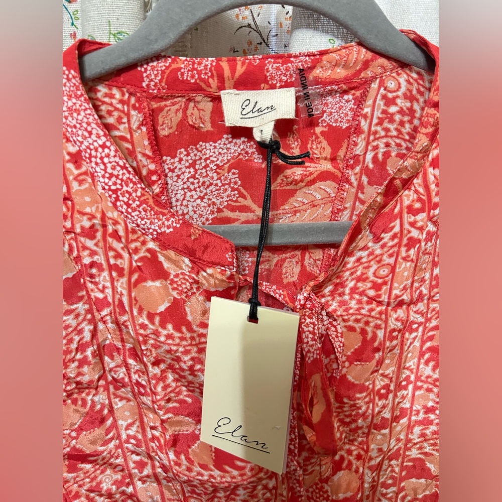 Elan NWT Coral Boho Floral Peasant Dress Small - Picture 3 of 6